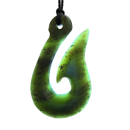 Hei Matau / Fish Hook Pounamu Pendant - NZ Greenstone | Hapopo Totoweka